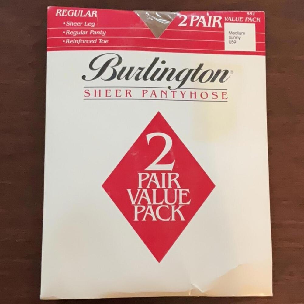 vintage Burlington Sheer Pantyhose 2 Pair sunny nylons sz M